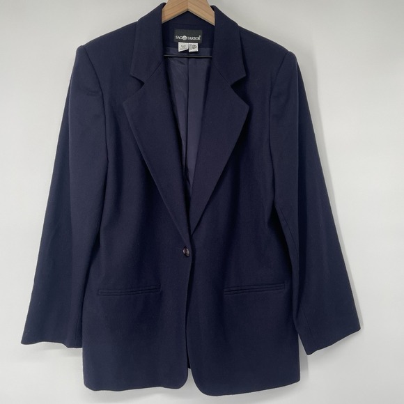 Sag Harbor Jackets & Blazers - Sag Harbor Navy 100% Wool Blazer Women's Size 14 Classic Career Jacket